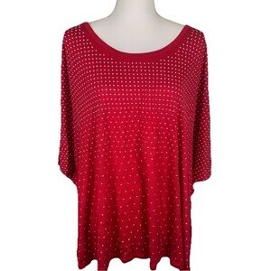 Inc International Concepts Red 3X Studded‎ Embellished Top Feminine Valentines